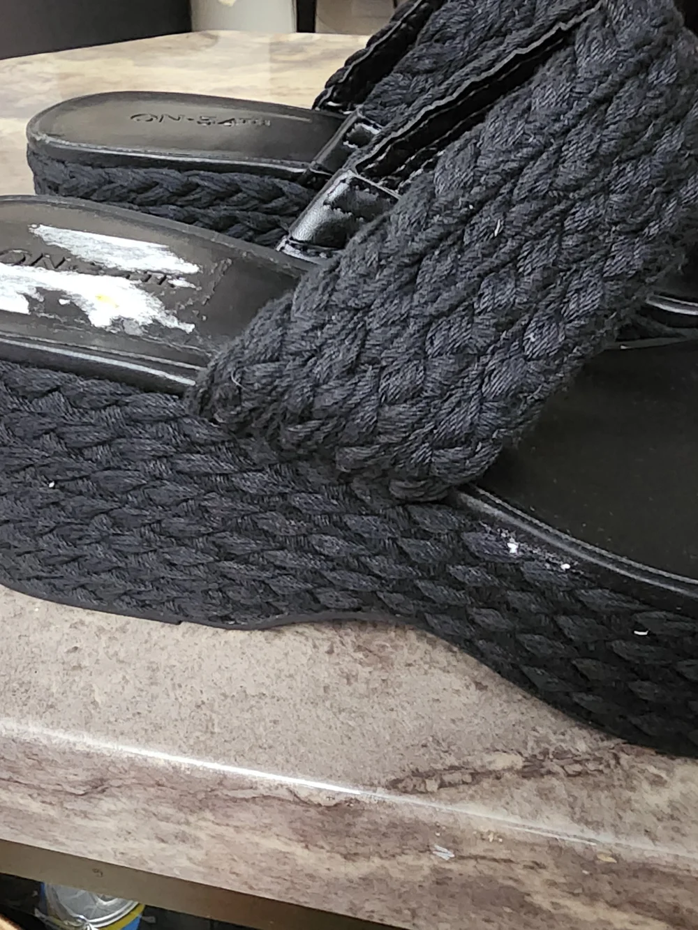 Black Woven Platform Sandals - 10M